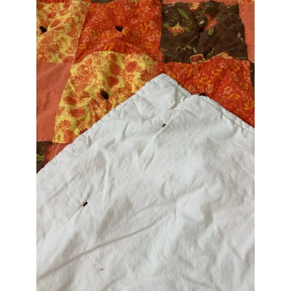 Vintage Handmade/Handtied Patchwork Quilt Fall Colors 52”x 76”